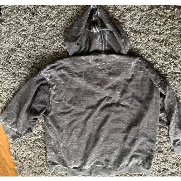 Free People Get It Oversized Raw Gray Burnout Boho Hoodie SWEATSHIRT TOP sz XS - Picture 8 of 8